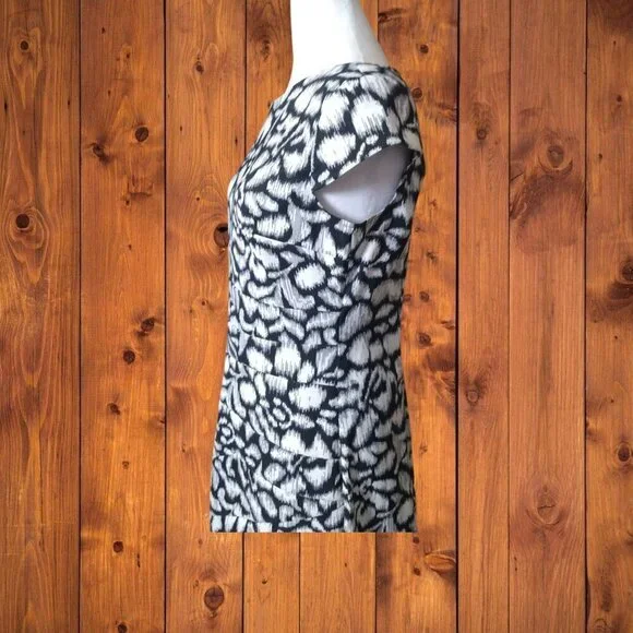 ALYX WOMEN'S SIZE 8 SHORT SLEEVE BLACK AND WHITE GEOMETRIC PRINT DRESS OFFICE - Picture 4 of 6